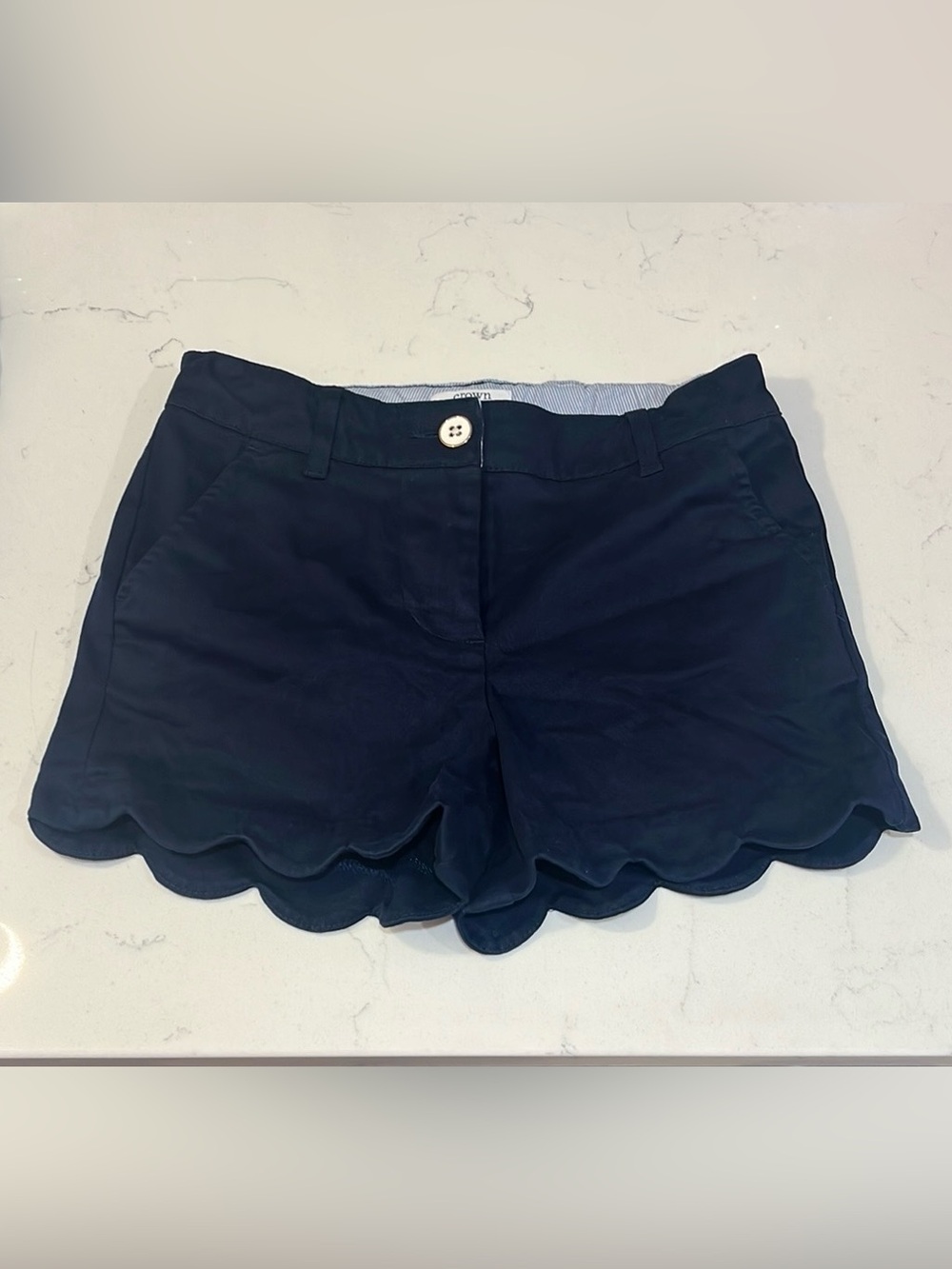 Crown & Ivy Navy Blue Scalloped Hem Adjustable Waist Child Uniform Play Size 8